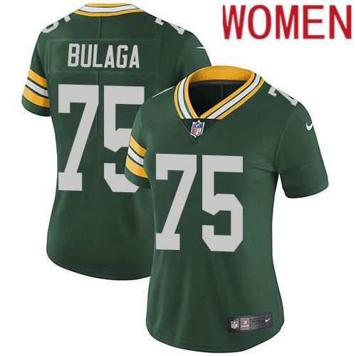 Women Green Bay Packers #75 Bryan Bulaga Green Nike Vapor Limited NFL Jersey